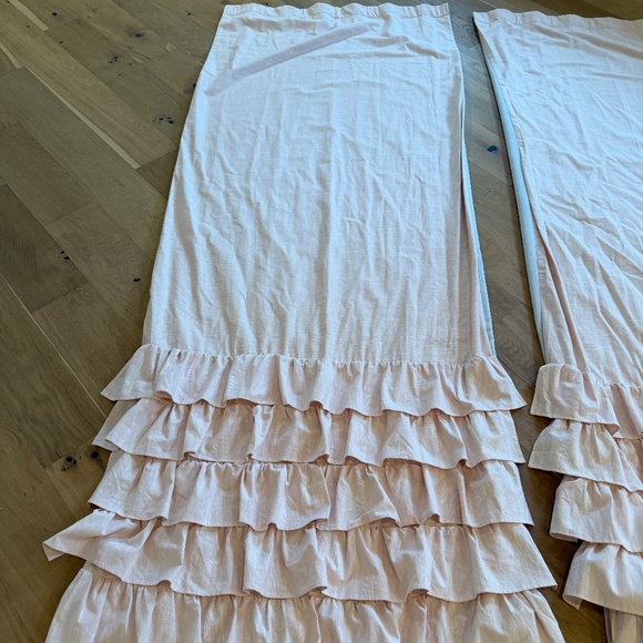 Pottery Barn Kids Evelyn Ruffle Bottom Curtains, 108 Inches, Blush, Set of 2 - Picture 4 of 5